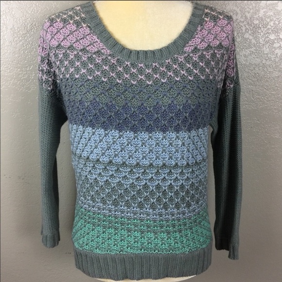 American Eagle Women’s Pastel Stripe Spring Cable Knit Lightweight XS Sweater - Picture 3 of 9